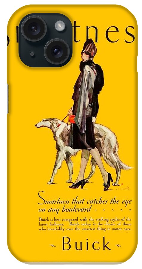 Buick iPhone Case featuring the digital art 1927 - Buick Automobile Advertisement - Art Deco - Color by John Madison