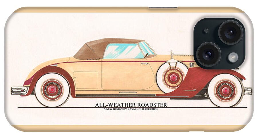 Car Art iPhone Case featuring the painting 1932 Packard All Weather Roadster by Dietrich concept by Jack Pumphrey