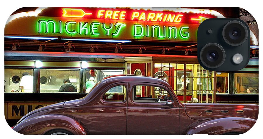 Old iPhone Case featuring the photograph 1940 Ford Deluxe Coupe at Mickeys Dinner by Gary Keesler