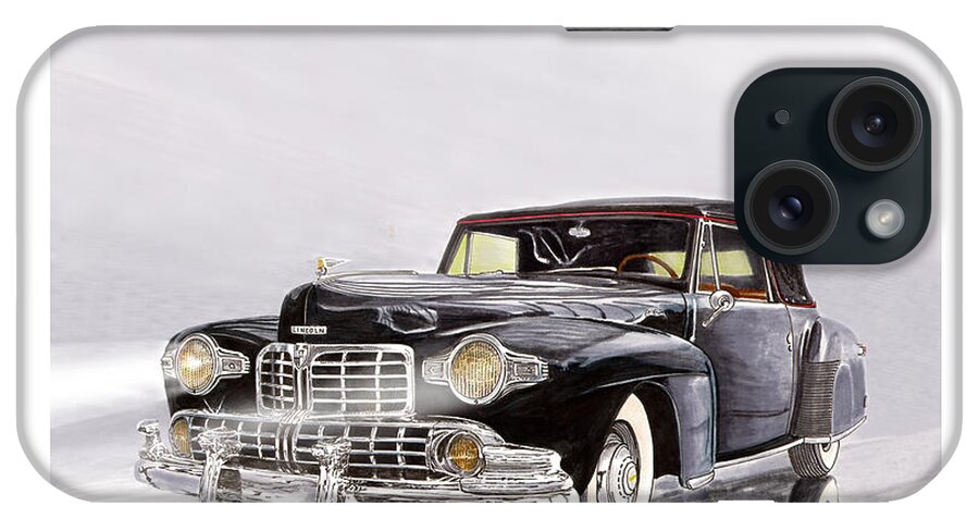 Classic Lincoln Continental Car Art iPhone Case featuring the painting 1946 Lincoln Continental #2 by Jack Pumphrey