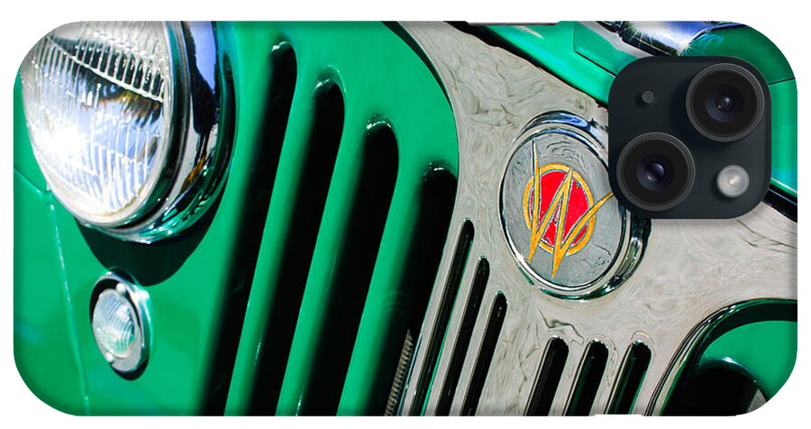 1949 Willys Jeep Station Wagon Grille Emblem iPhone Case featuring the photograph 1949 Willys Jeep Station Wagon Grille Emblem by Jill Reger