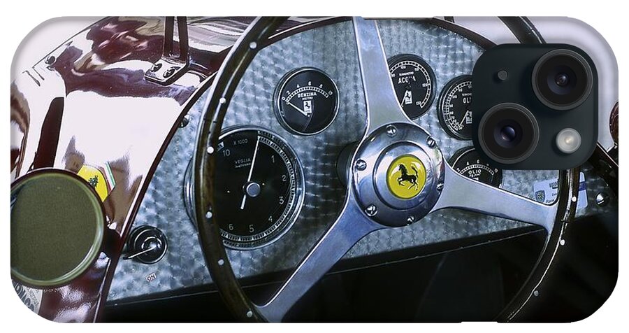 1950 iPhone Case featuring the photograph 1950 Ferrari 166 212 America Steering Wheel by John Colley