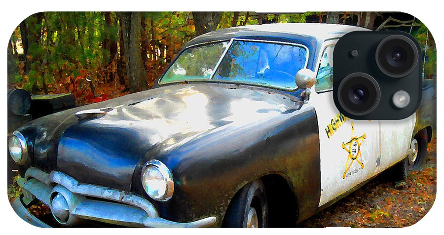 Old Cop Cars iPhone Case featuring the digital art 1950 Ford Cop Car by K Scott Teeters