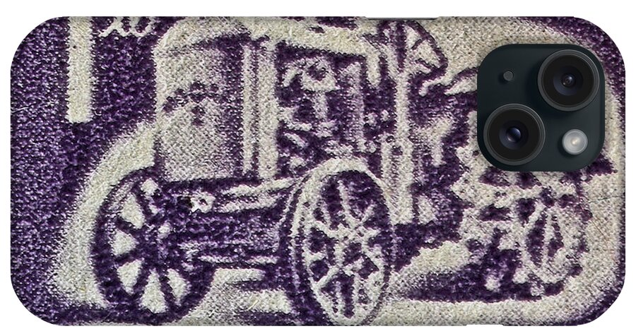 1951 First Bulgarian Tractor Stamp iPhone Case featuring the photograph 1951 First Bulgarian Tractor Stamp by Bill Owen