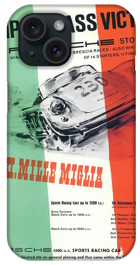 1954 Xxi Mille Miglia iPhone Case featuring the digital art 1954 XXI Mille Miglia by Georgia Fowler