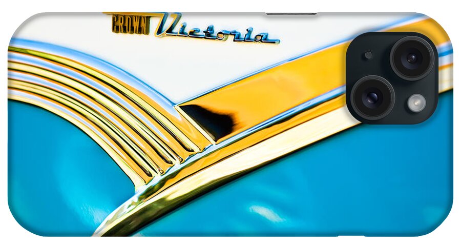 1956 Ford Crown Victoria Glass Top Emblem iPhone Case featuring the photograph 1956 Ford Crown Victoria Glass Top Emblem -3168c by Jill Reger