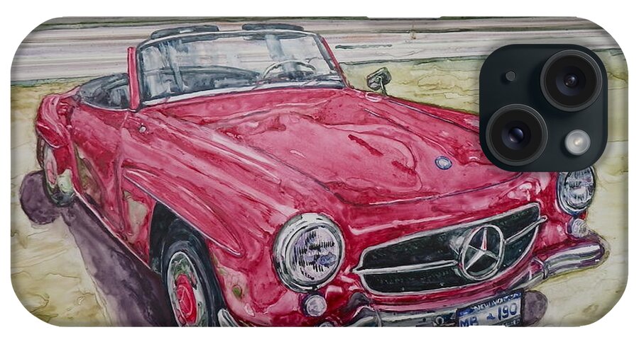 Watercolor iPhone Case featuring the painting 1962 Mercedes Benz 190SL by Anna Ruzsan