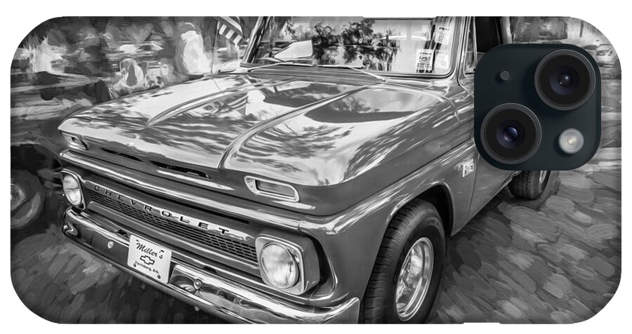 1966 Chevy iPhone Case featuring the photograph 1966 Chevy C10 Pick Up Truck Painted BW by Rich Franco