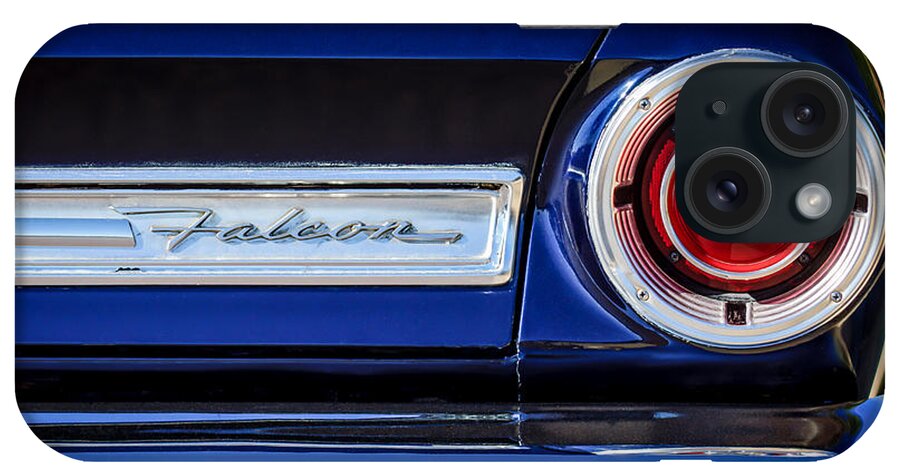 1967 Ford Falcon Taillight Emblem iPhone Case featuring the photograph 1967 Ford Falcon Taillight Emblem -473c by Jill Reger
