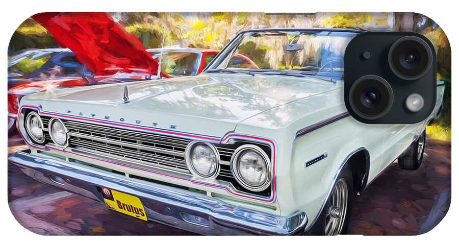 1967 Plymouth iPhone Case featuring the photograph 1967 Plymouth Belevedere 2 Convertible Painted by Rich Franco