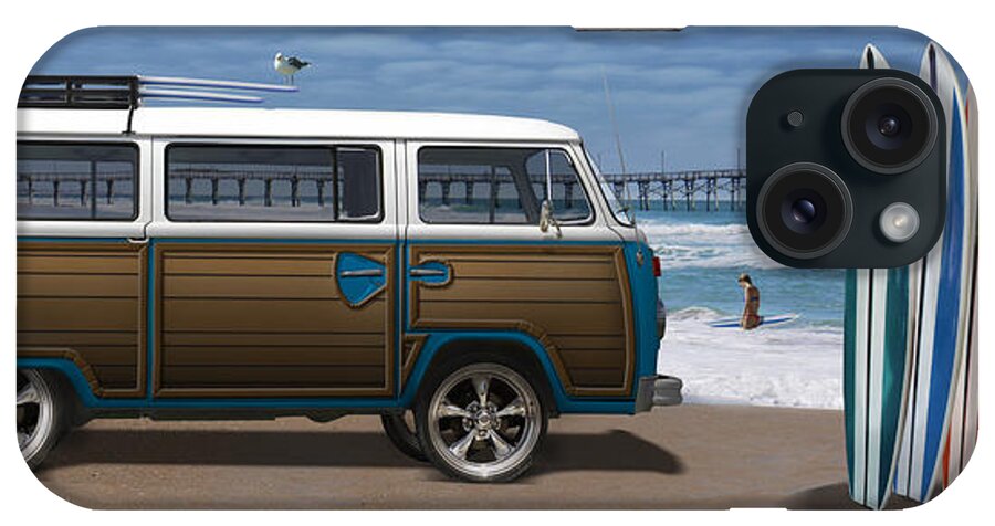 1970 Vw Bus iPhone Case featuring the photograph 1970 VW Bus Woody by Mike McGlothlen