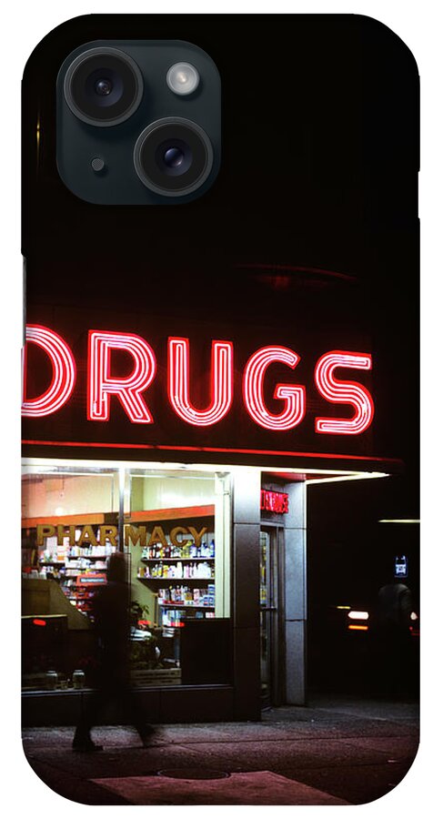 Photography iPhone Case featuring the photograph 1980s Drug Store At Night Pink Neon by Vintage Images