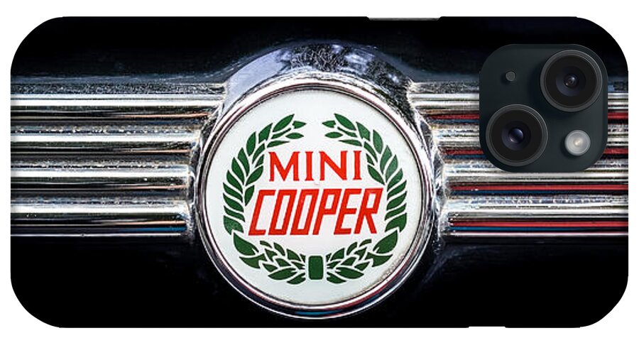 1982 Austin Mini Cooper Badge iPhone Case featuring the photograph 1982 Austin Mini Cooper Badge by Ronda Broatch