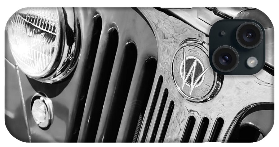 1949 Willys Jeep Station Wagon Grille Emblem iPhone Case featuring the photograph 1949 Willys Jeep Station Wagon Grille Emblem #2 by Jill Reger