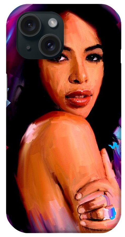 Aaliyah iPhone Case featuring the painting Aaliyah #2 by Bogdan Floridana Oana