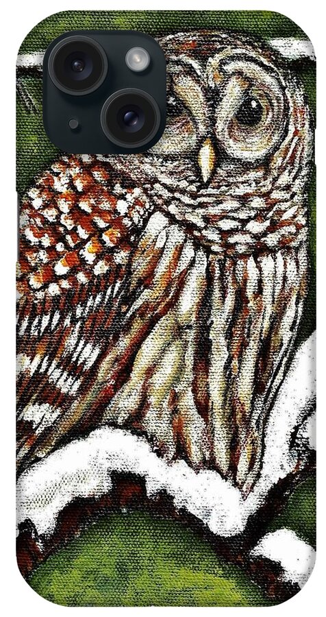 Bird iPhone Case featuring the painting Barred Owl by VLee Watson