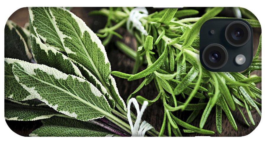 Herb iPhone Case featuring the photograph Bunches of fresh herbs 1 by Elena Elisseeva