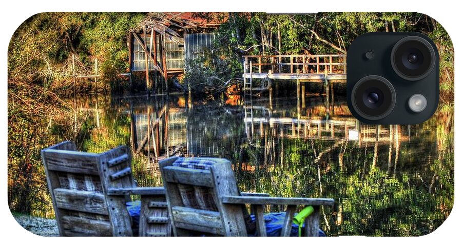 Alabama iPhone Case featuring the digital art 2 Chairs on the Magnolia River by Michael Thomas