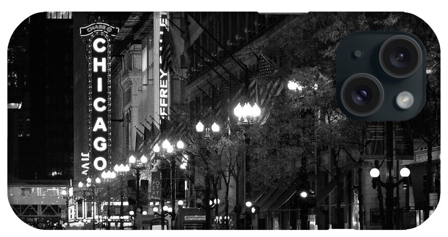 Chicago iPhone Case featuring the photograph Chicago Theatre at night #2 by Alexandra Till