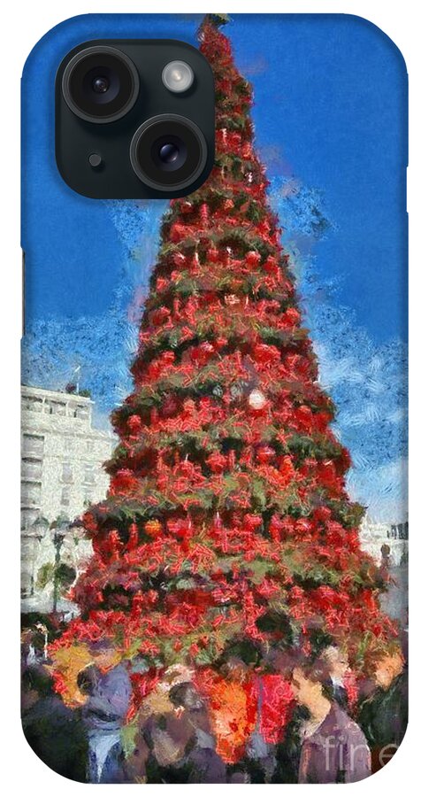 Christmas iPhone Case featuring the painting Christmas tree #2 by George Atsametakis