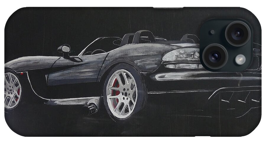 Dodge iPhone Case featuring the painting Dodge Viper Convertible #2 by Richard Le Page