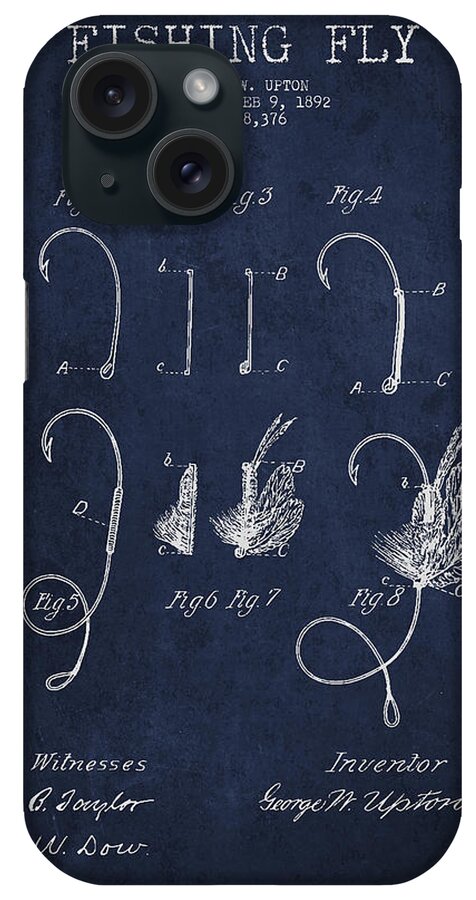 Fishing Fly iPhone Case featuring the digital art Fishing Fly Patent Drawing from 1892 #3 by Aged Pixel