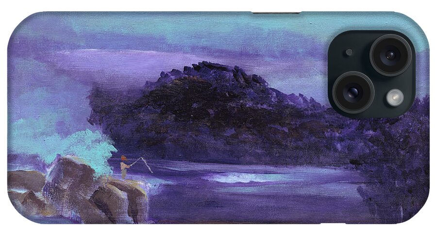 Landscape iPhone Case featuring the painting Fly Fishing by Bettye Harwell