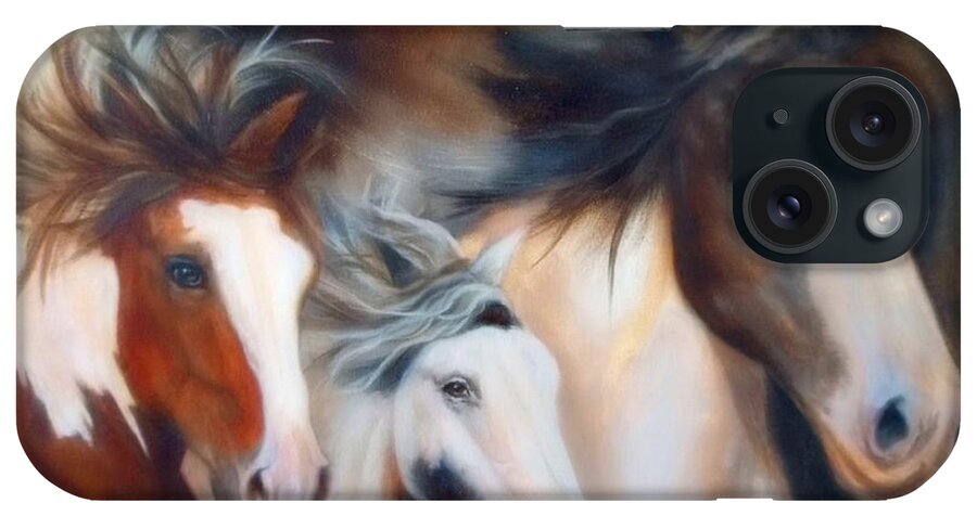 Equine Art Painting iPhone Case featuring the painting Gypsy Run #2 by Karen Kennedy Chatham
