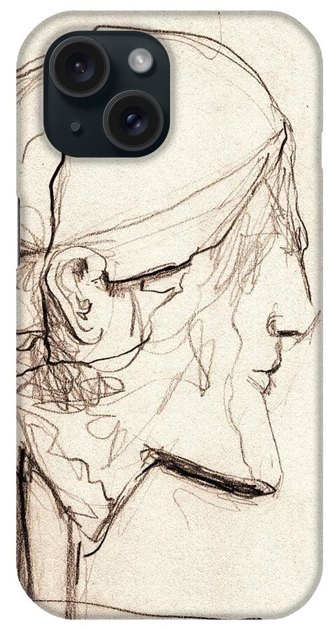 Head iPhone Case featuring the drawing Head study #3 by Karina Plachetka