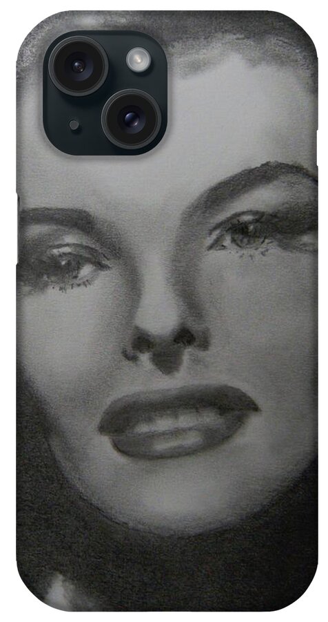 Portrait iPhone Case featuring the drawing Kathryn Hepburn #2 by Lori Ippolito