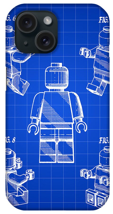 Lego iPhone Case featuring the digital art Lego Figure Patent 1979 - Blue by Stephen Younts