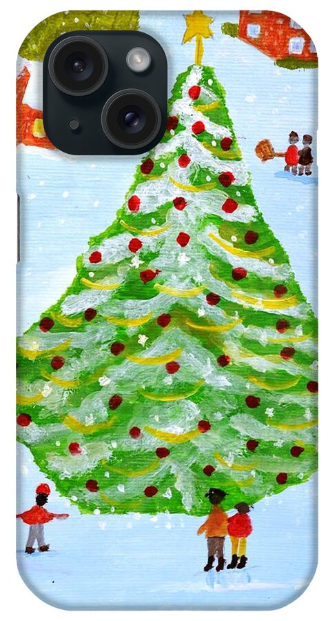 Christmas Tree iPhone Case featuring the painting Merry Christmas #6 by Magdalena Frohnsdorff