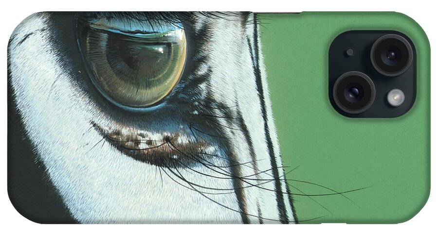 Zebra Paintings iPhone Case featuring the painting Mirror to the Soul by Mike Brown