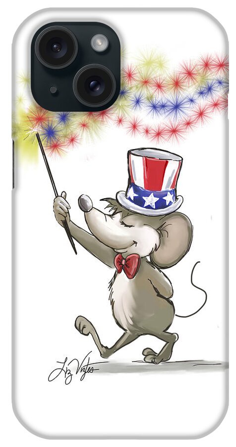 Stripes iPhone Case featuring the digital art Moe's Happy 4th of July by Liz Viztes