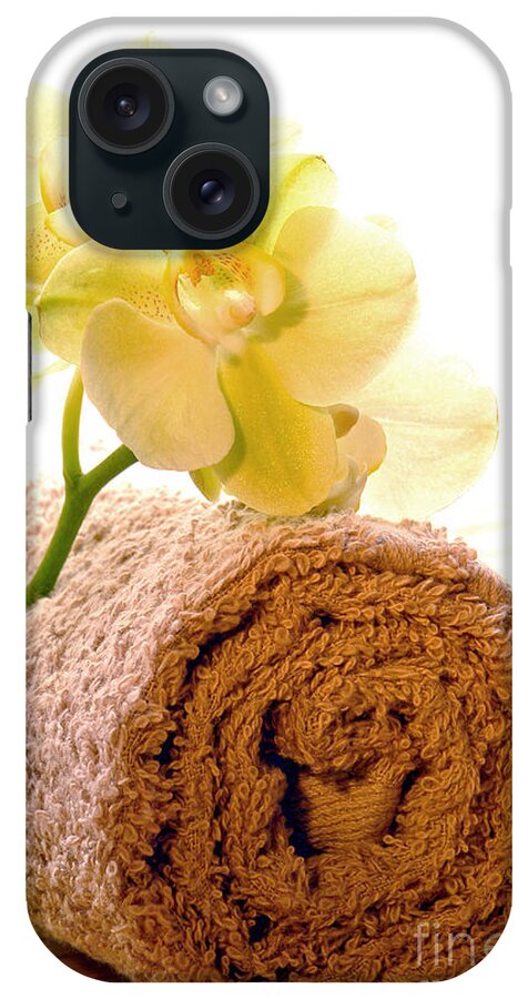 Spa iPhone Case featuring the photograph Orchid on Towel #2 by Olivier Le Queinec