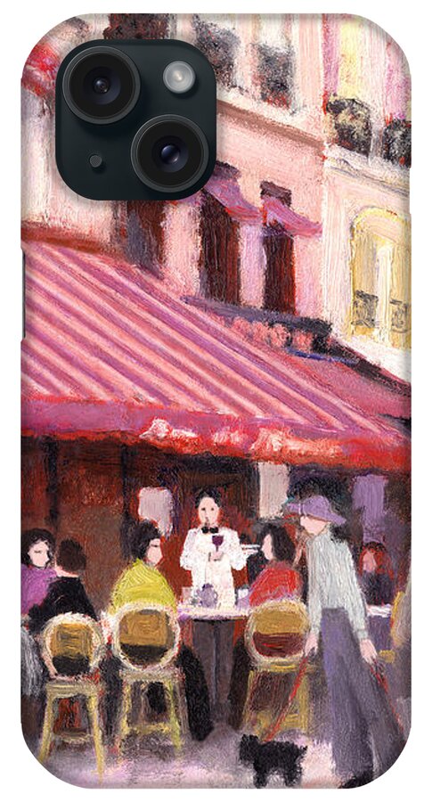 Paris Cafe iPhone Case featuring the painting Paris cafe bar #1 by J Reifsnyder