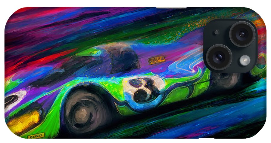 Porsche 917 Langheck iPhone Case featuring the digital art Psychotic Hippy #2 by Alan Greene