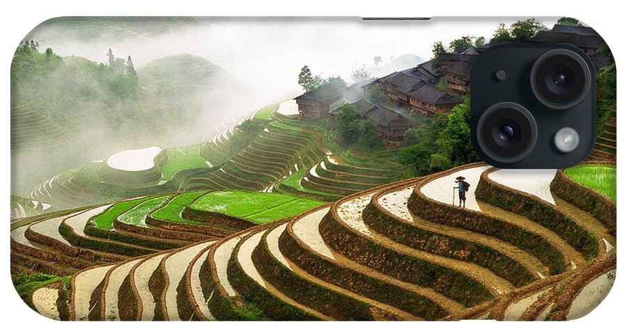 Rice Paddy iPhone Case featuring the photograph Rice Terraces #3 by King Wu