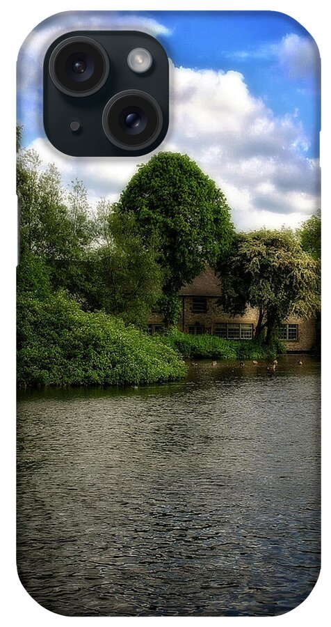 Trees iPhone Case featuring the photograph River Weir At Bakewell - Peak District - England #2 by Doc Braham