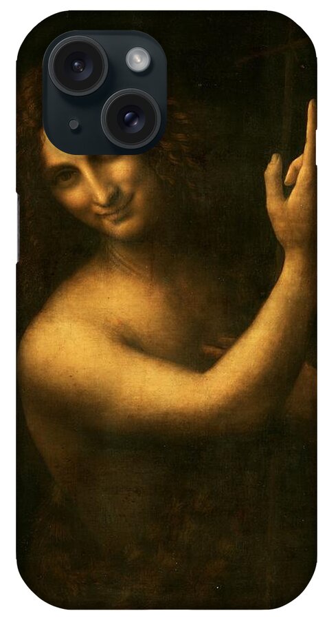 Saint John The Baptist iPhone Case featuring the painting Saint John the Baptist #5 by Leonardo da Vinci