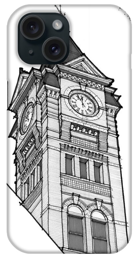 Samford iPhone Case featuring the drawing Samford Hall Clock Tower #2 by Calvin Durham