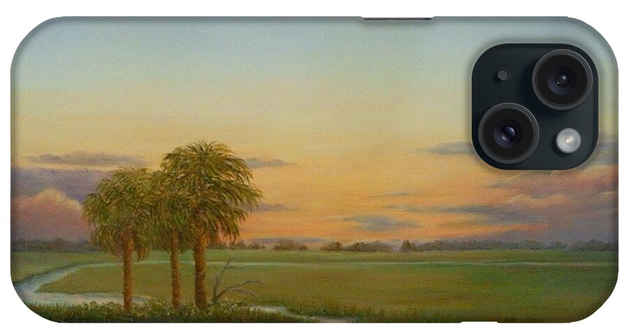 Coastal Marsh Sunset iPhone Case featuring the painting Santee Sunset by Audrey McLeod