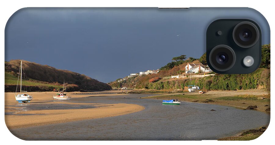 Gannel iPhone Case featuring the photograph Storm Approaches the Gannel Estuary Newquay Cornwall #2 by Nicholas Burningham