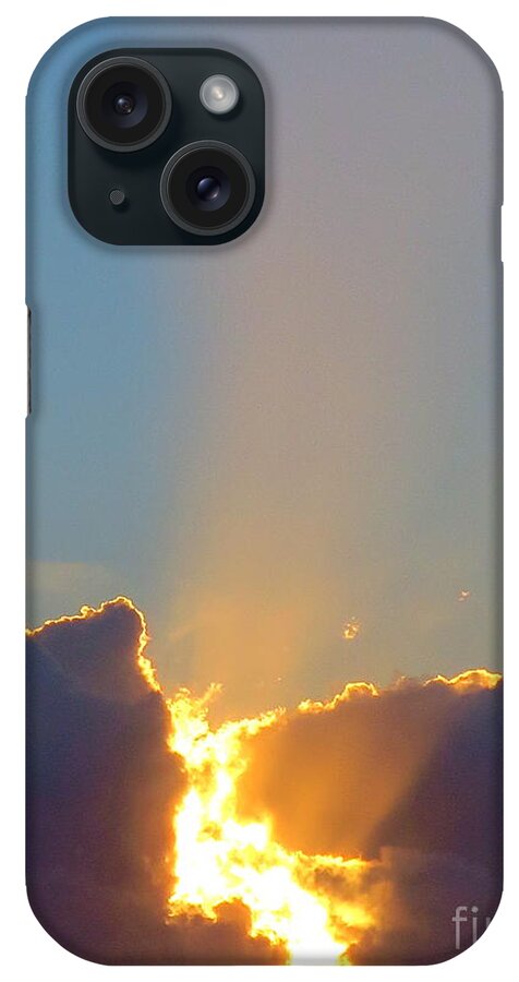 Sunset Rays Through The Clouds. iPhone Case featuring the photograph Sunset Rays Through The Clouds. #2 by Robert Birkenes