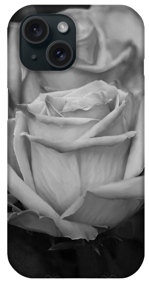 Rose iPhone Case featuring the photograph Tea Roses In Black and White #2 by Jeanette C Landstrom