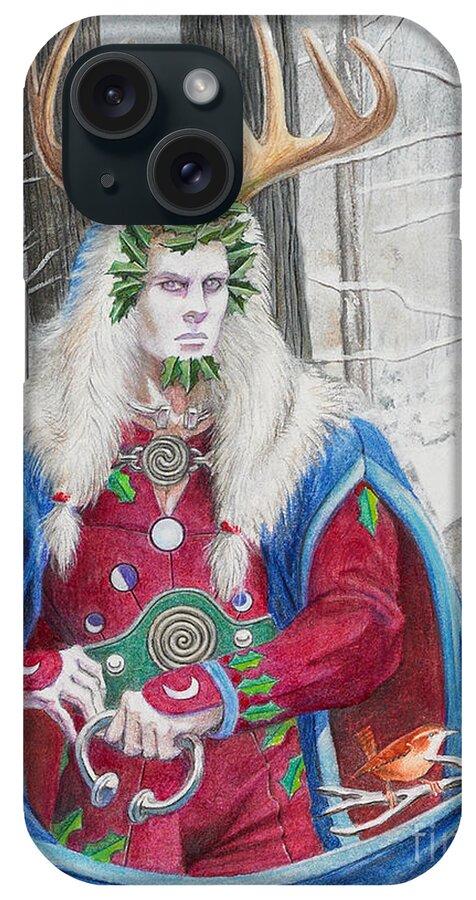 Pagan iPhone Case featuring the painting The Holly King #2 by Melissa A Benson