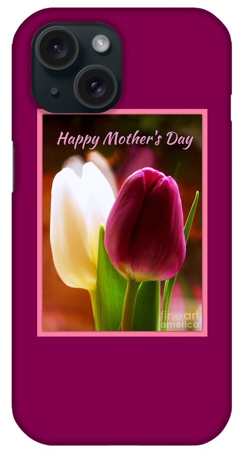 Red Tulip iPhone Case featuring the photograph 2 Tulips for Mother's Day by Joan-Violet Stretch