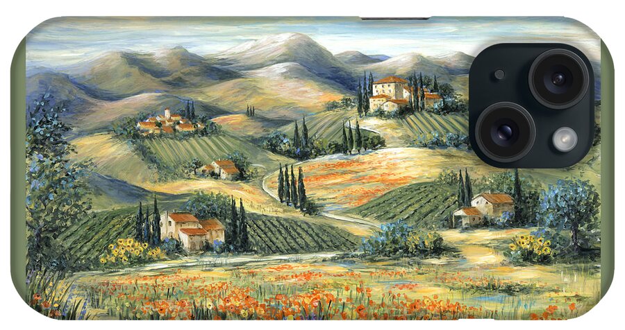 Tuscany iPhone Case featuring the painting Tuscan Villa and Poppies by Marilyn Dunlap