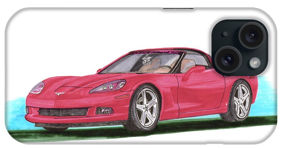 Watercolor Art By Jack Pumphrey Of The 2007 Chevrolet Corvette C 6 Which Is A Sports Car Produced By The Chevrolet Division Of General Motors Introduced For The 2005 Model Year iPhone Case featuring the painting 2007 Corvette C 6 by Jack Pumphrey