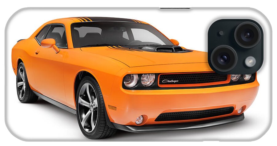 Dodge iPhone Case featuring the photograph 2014 Dodge Challenger muscle car by Maxim Images Exquisite Prints